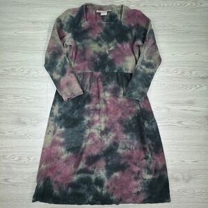 Barbara Lesser Womens Dress Large Tie Dye Ribbed Cotton Blend Long Sleeve Large